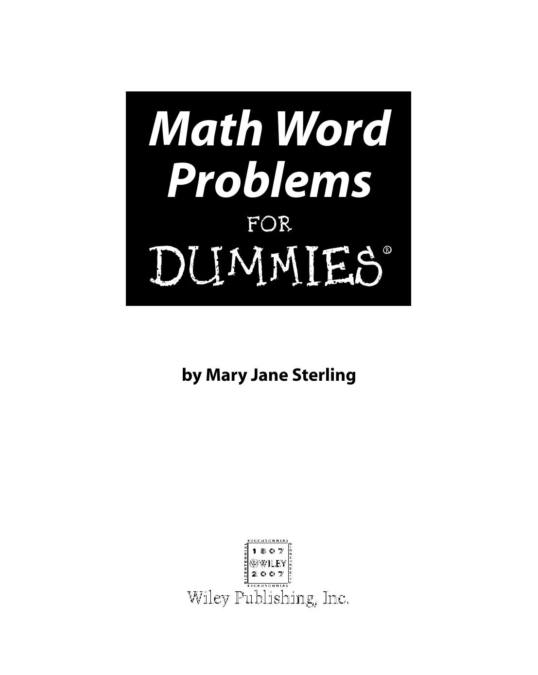 Math Word Problems For Dummies