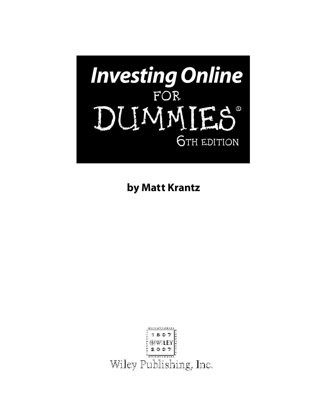 Investing Online for Dummies, 6