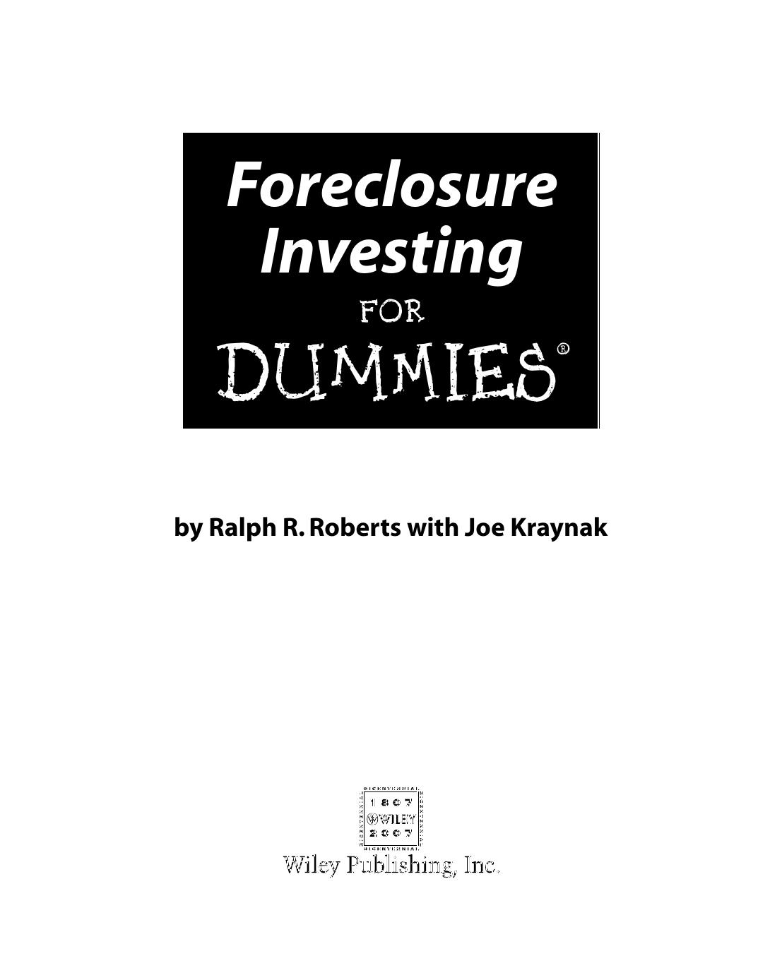 Foreclosure Investing for Dummi - Unknown