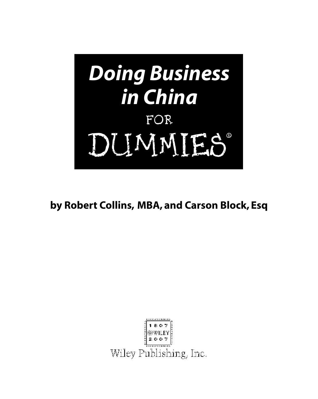 Doing Business in China for Dum - Unknown