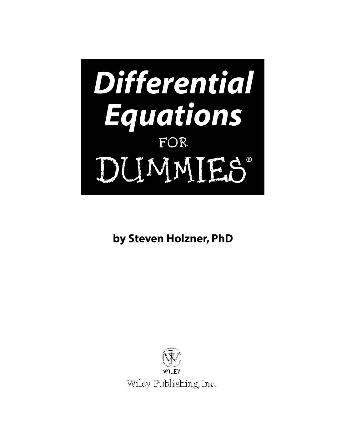 Differential Equations For Dummies