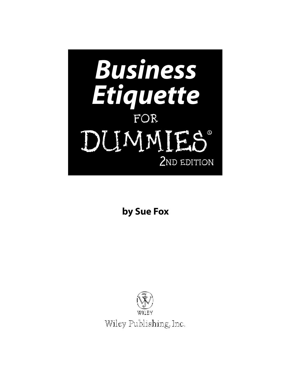 Business Etiquette for Dummies - Unknown