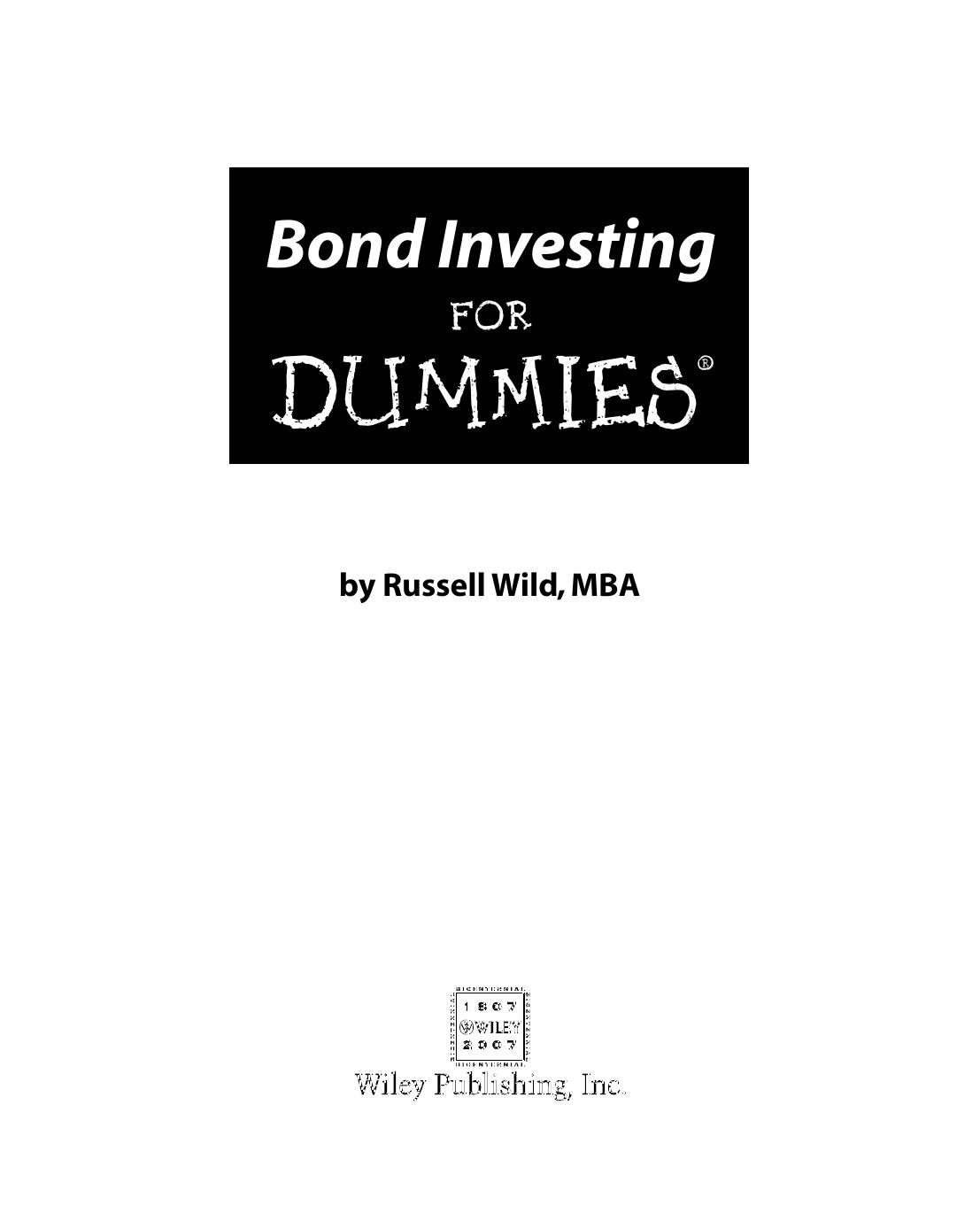 Bond Investing For Dummies - Unknown