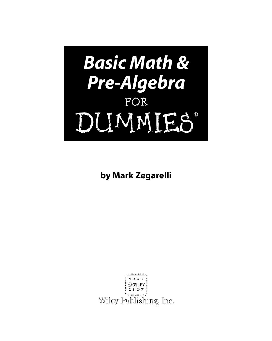 Basic Math & Pre-Algebra for Du - Unknown