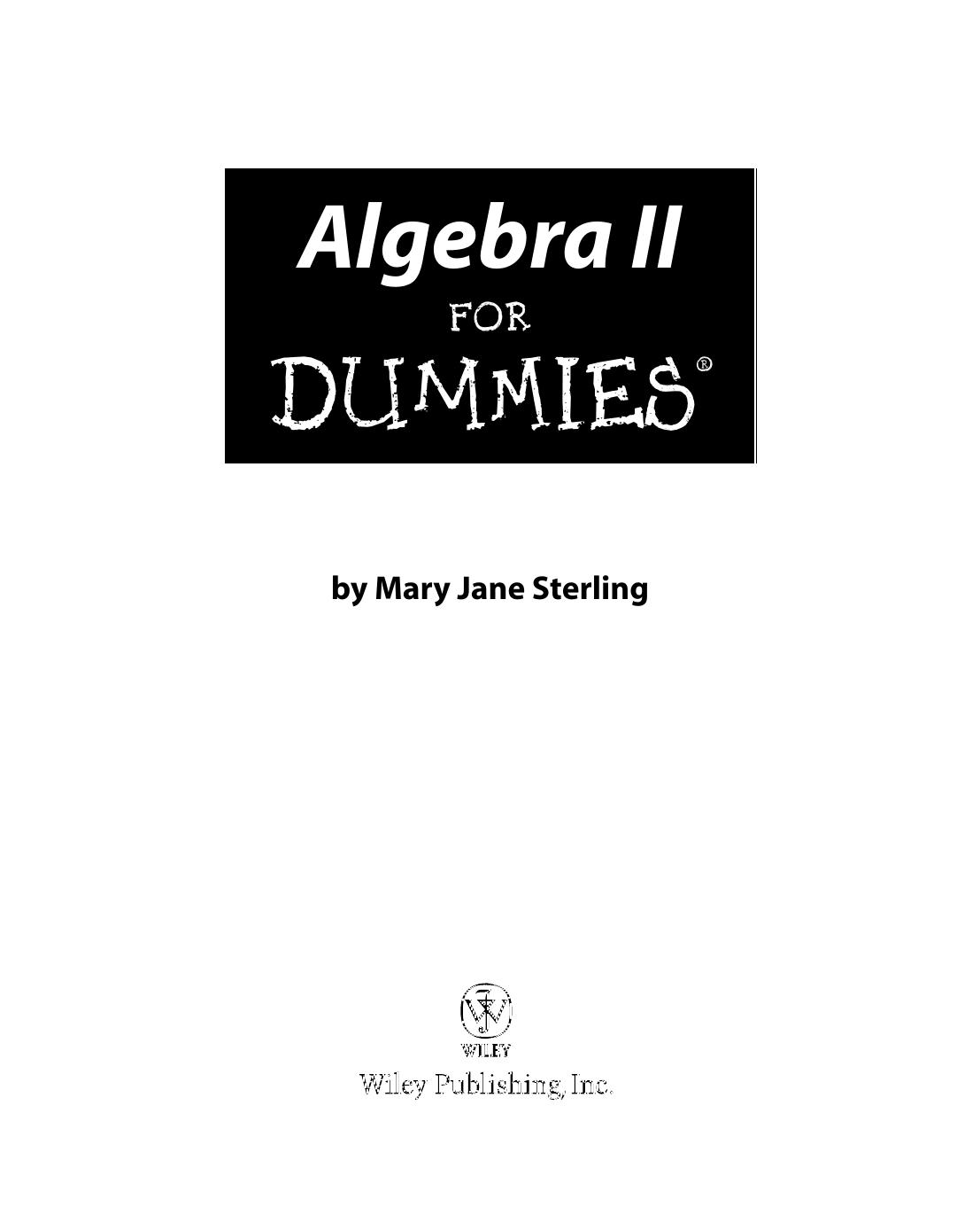 Algebra II for Dummies - Unknown