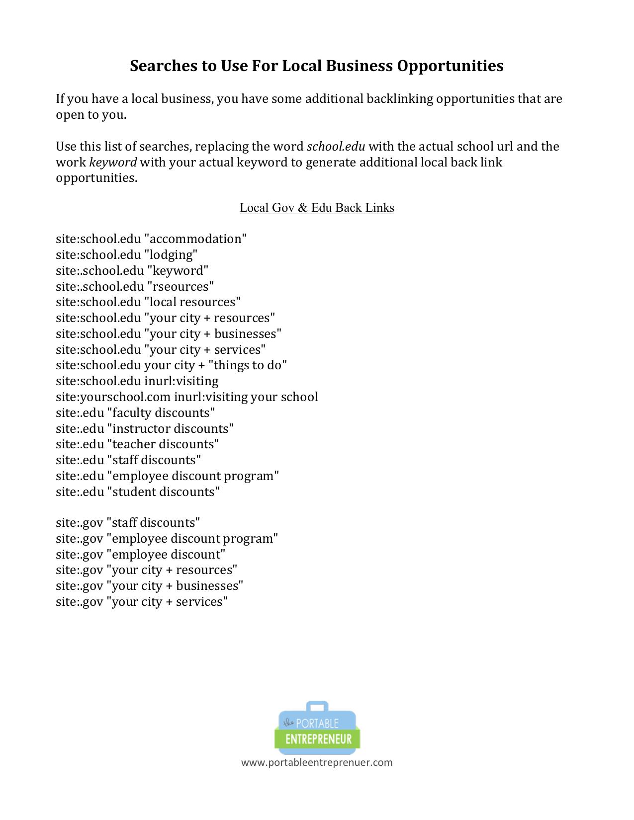 115 Searches to Use For Local B