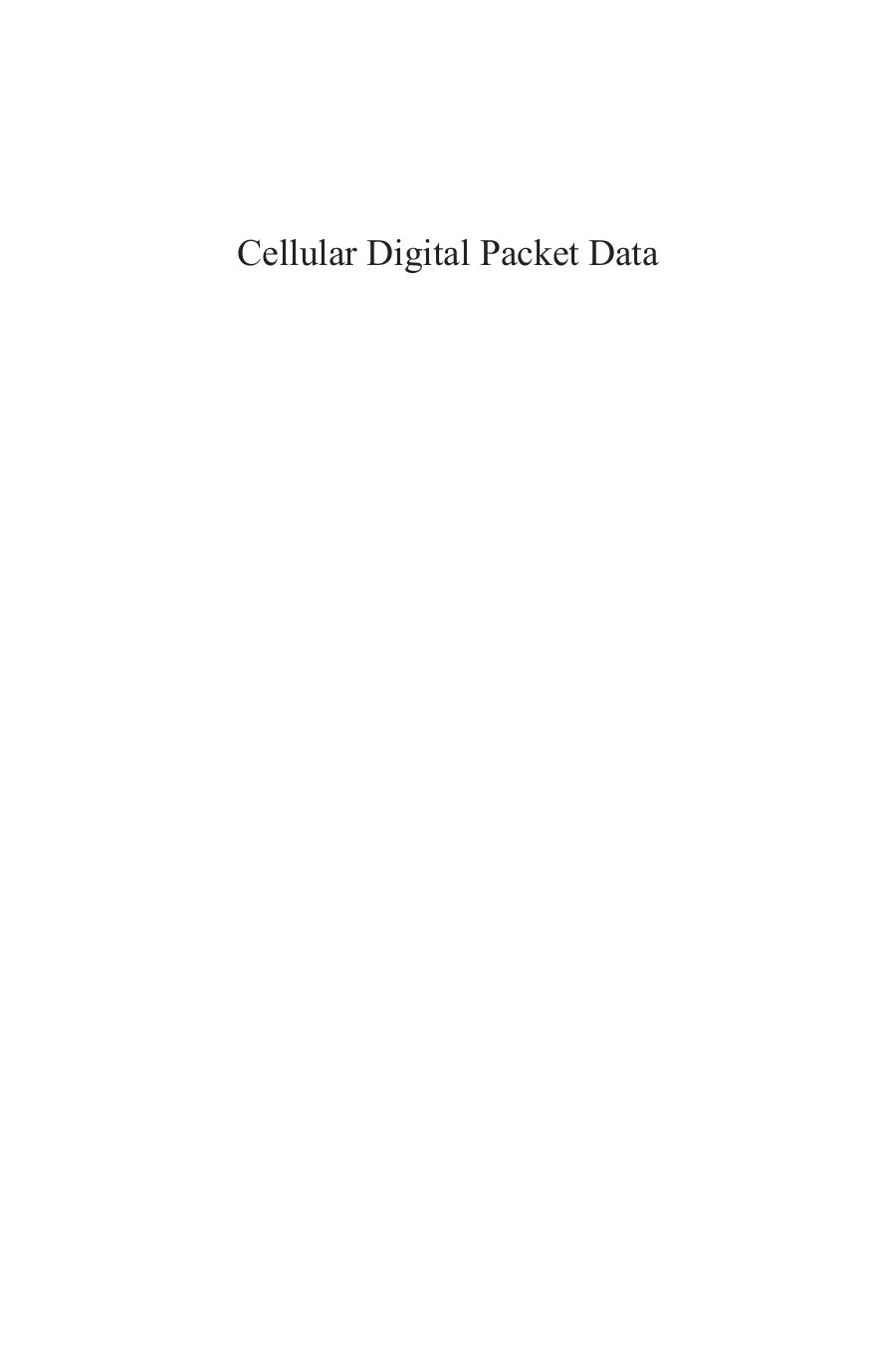 Cellular Digital Packet Data M Sreetharan R Kumar Artech House 1996
