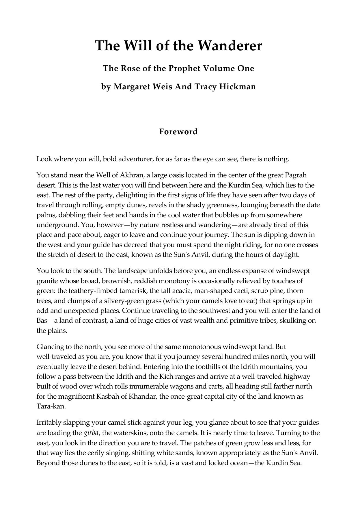 Weis, Margaret & Tracy Hickman - Rose of the Prophet 01