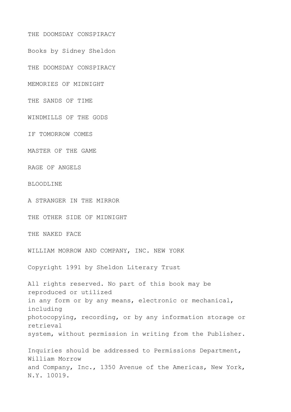 Sheldon, Sidney - The Doomsday Conspiracy