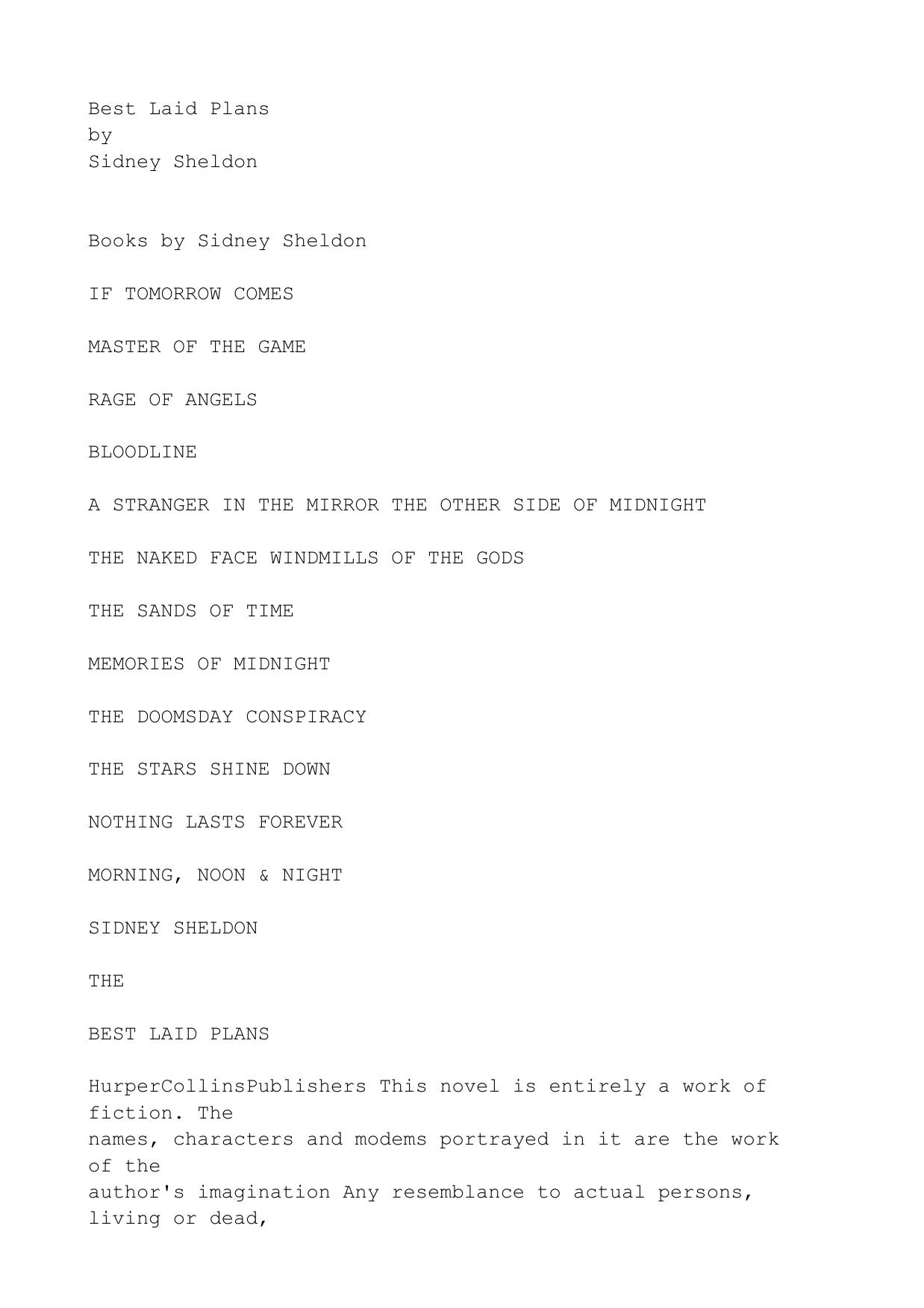 Sheldon, Sidney - The Best Laid Plans