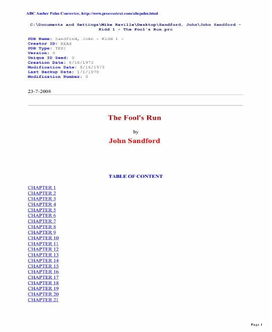 Sandford, John - Kidd 01 - The Fool's Run