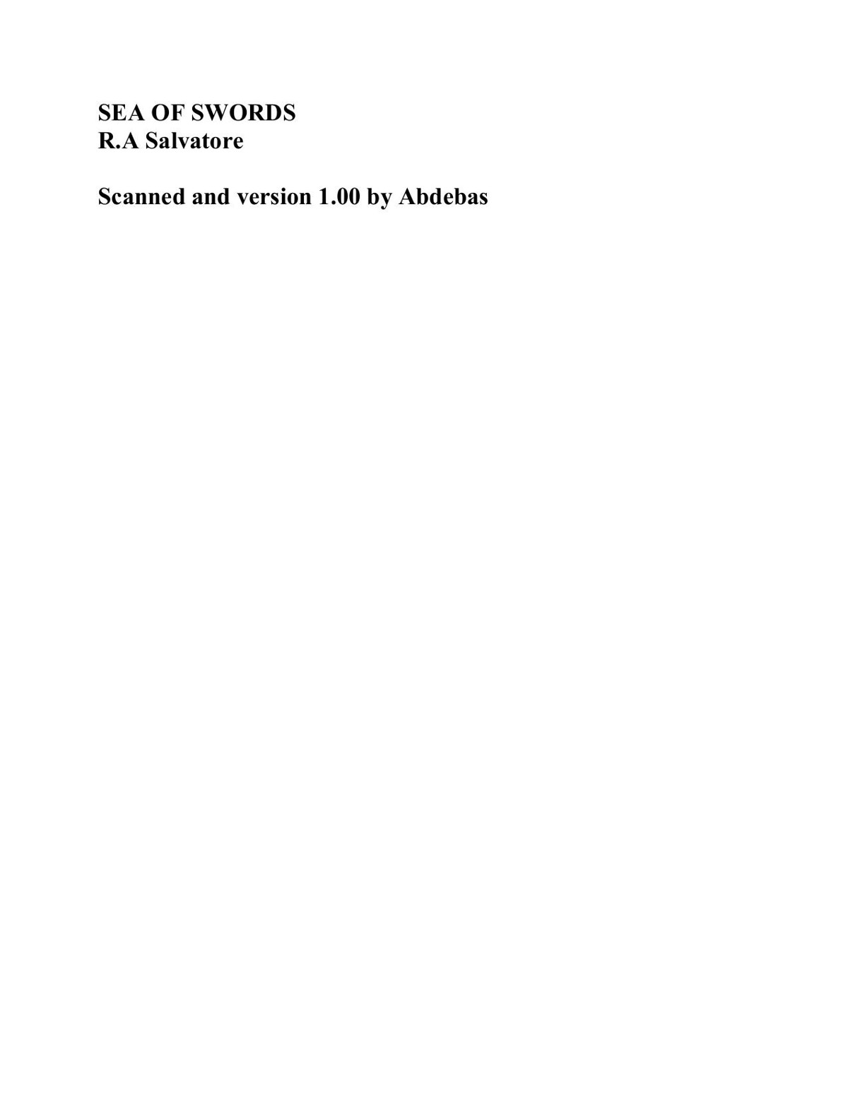 Salvatore, R.A - Paths of Darkness 04 - Sea of Swords
