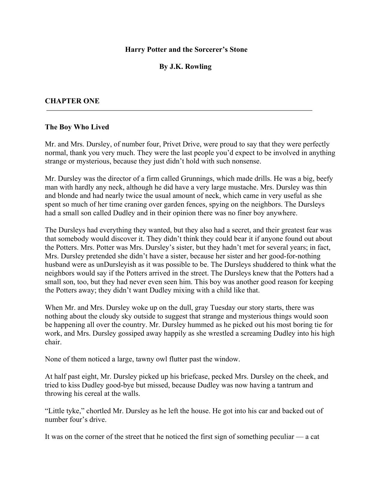 Rowling, J.K - Harry Potter 01 - The Sorcerer's Stone