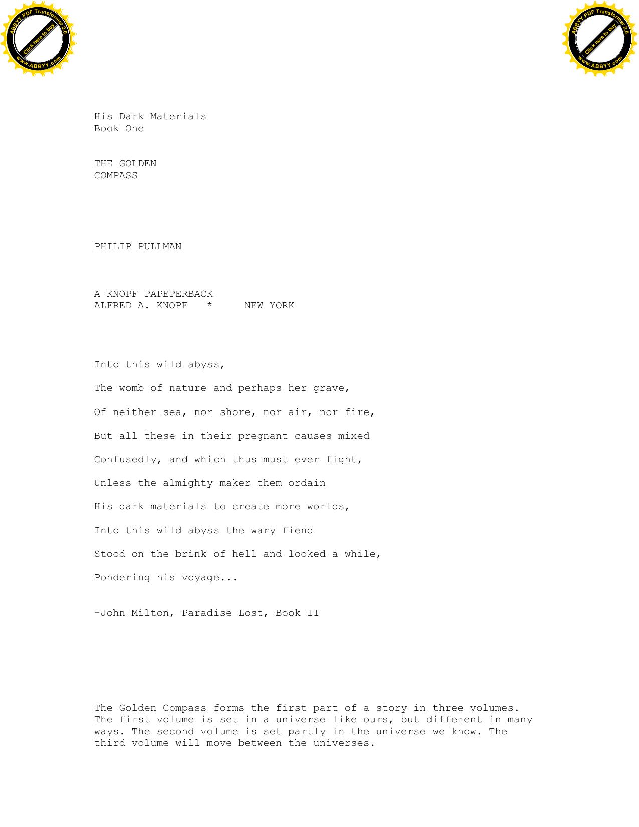 Pullman, Philip - Dark Materials 1