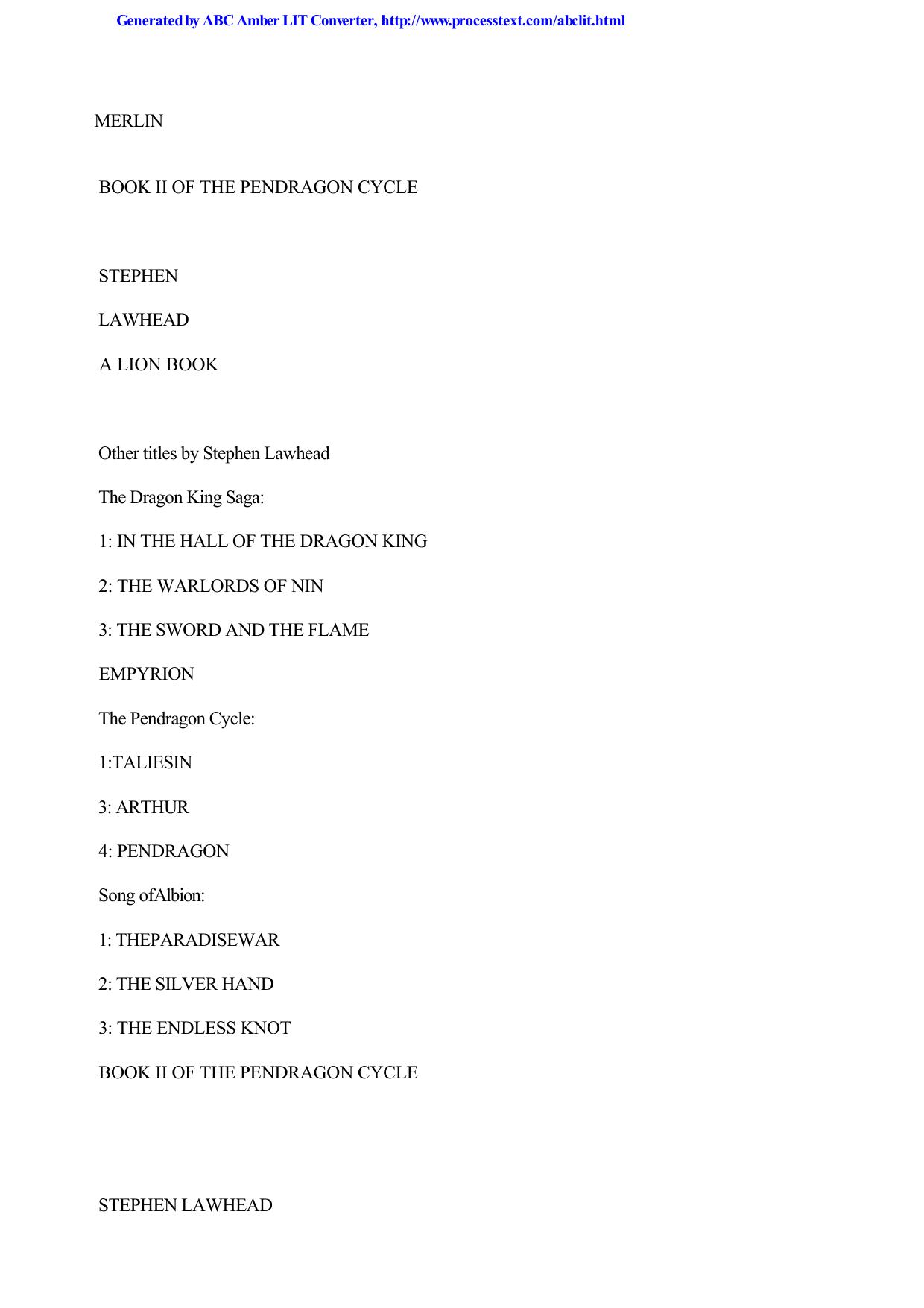 Lawhead, Stephen - Pendragon Cycle 02