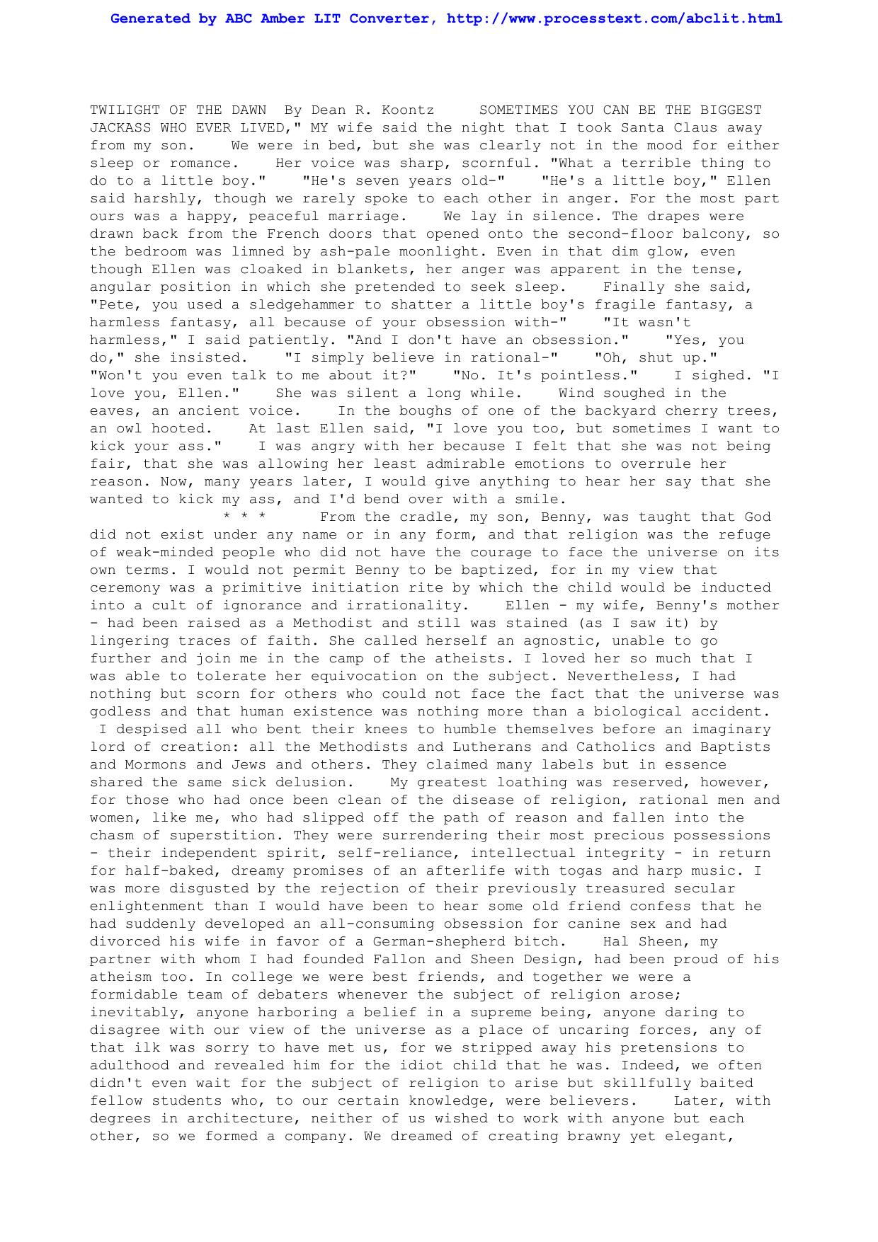 Koontz, Dean - Twilight of the Dawn