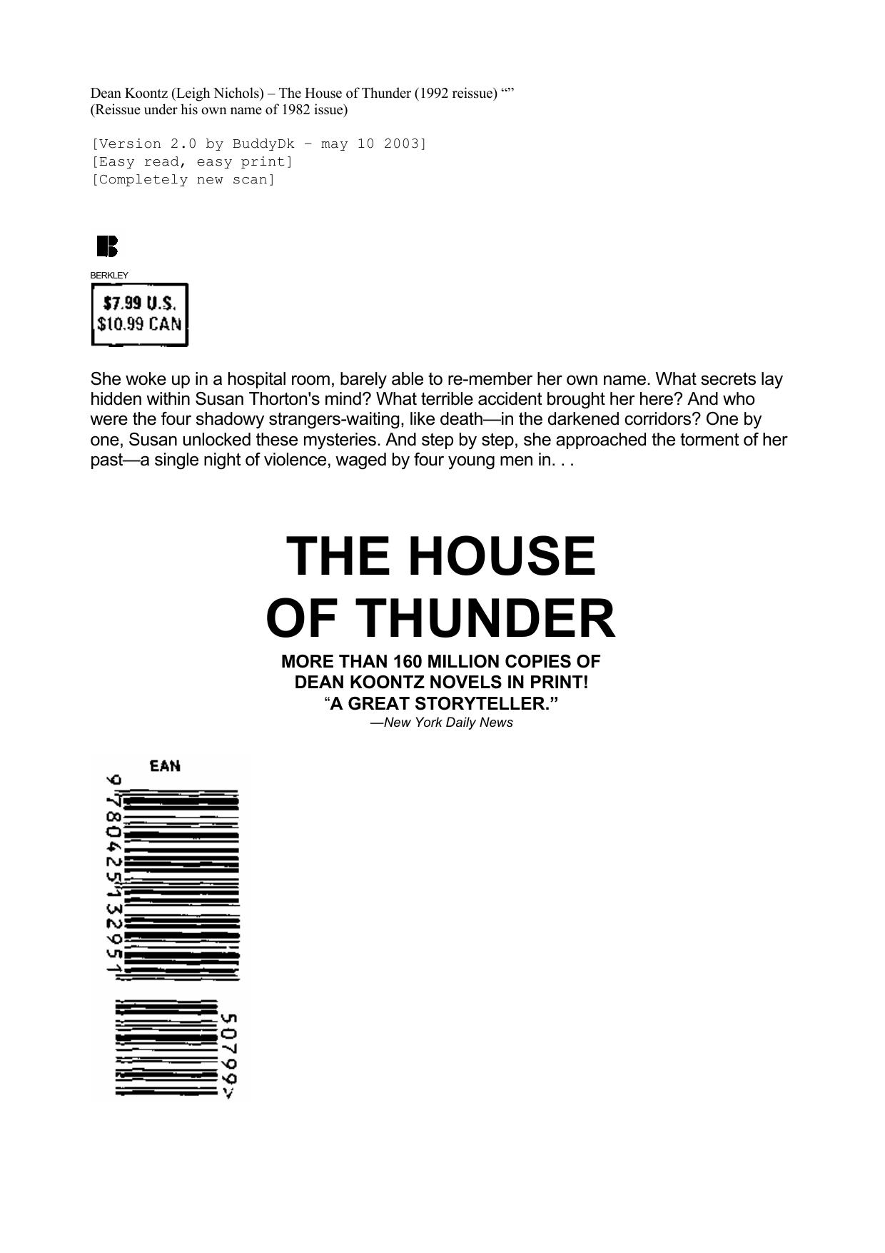 Koontz, Dean - The House of Thunder
