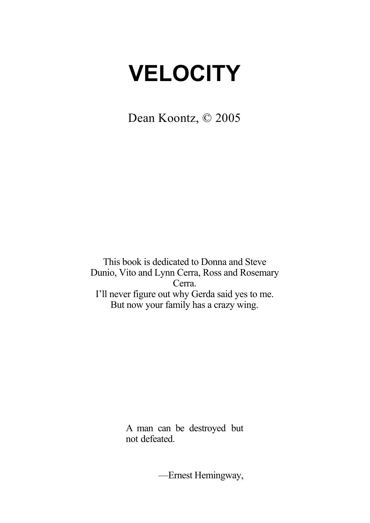 Koontz, Dean - Velocity