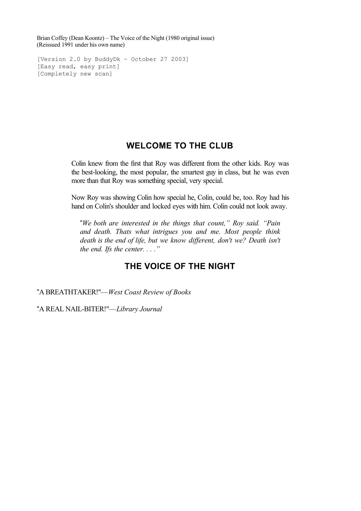 Koontz, Dean - The Voice of the Night