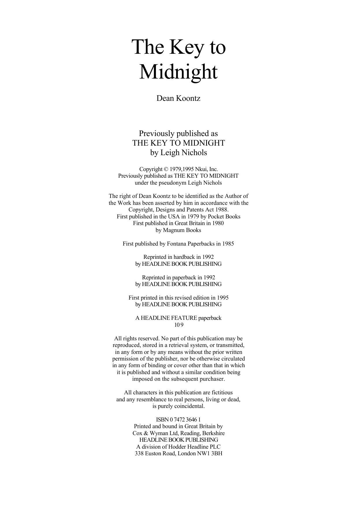 Koontz, Dean - The Keys to Midnight