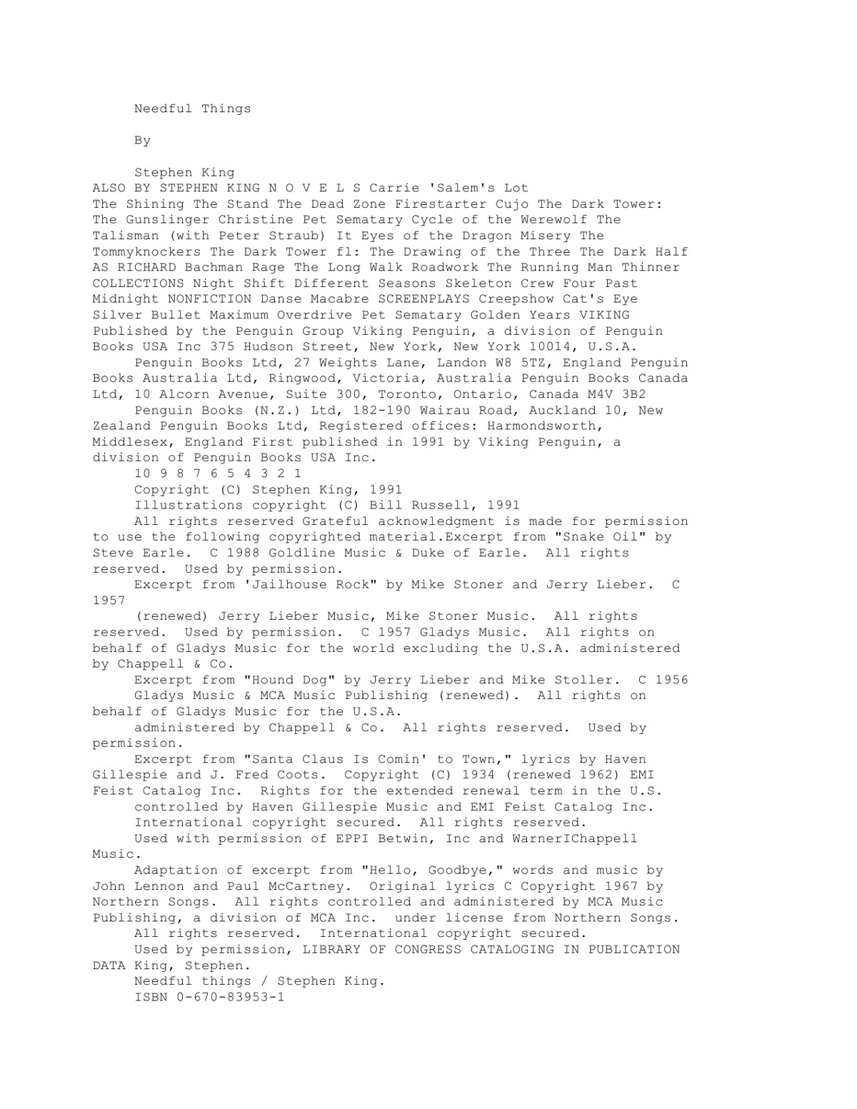 King, Stephen - Needful things