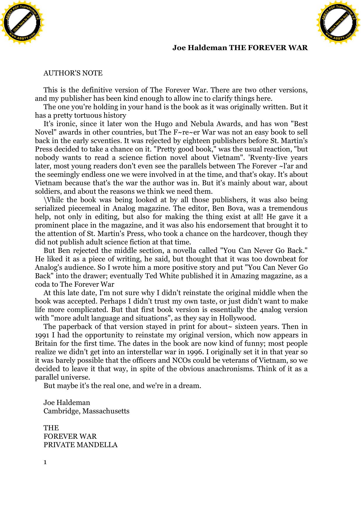 Haldeman, Joe - Forever War 01