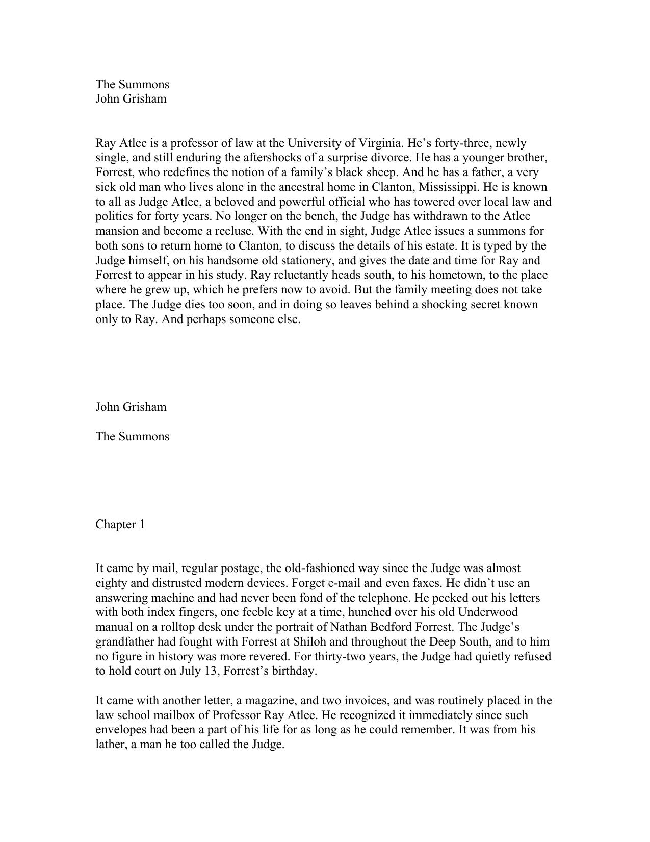 Grisham, John - The Summons