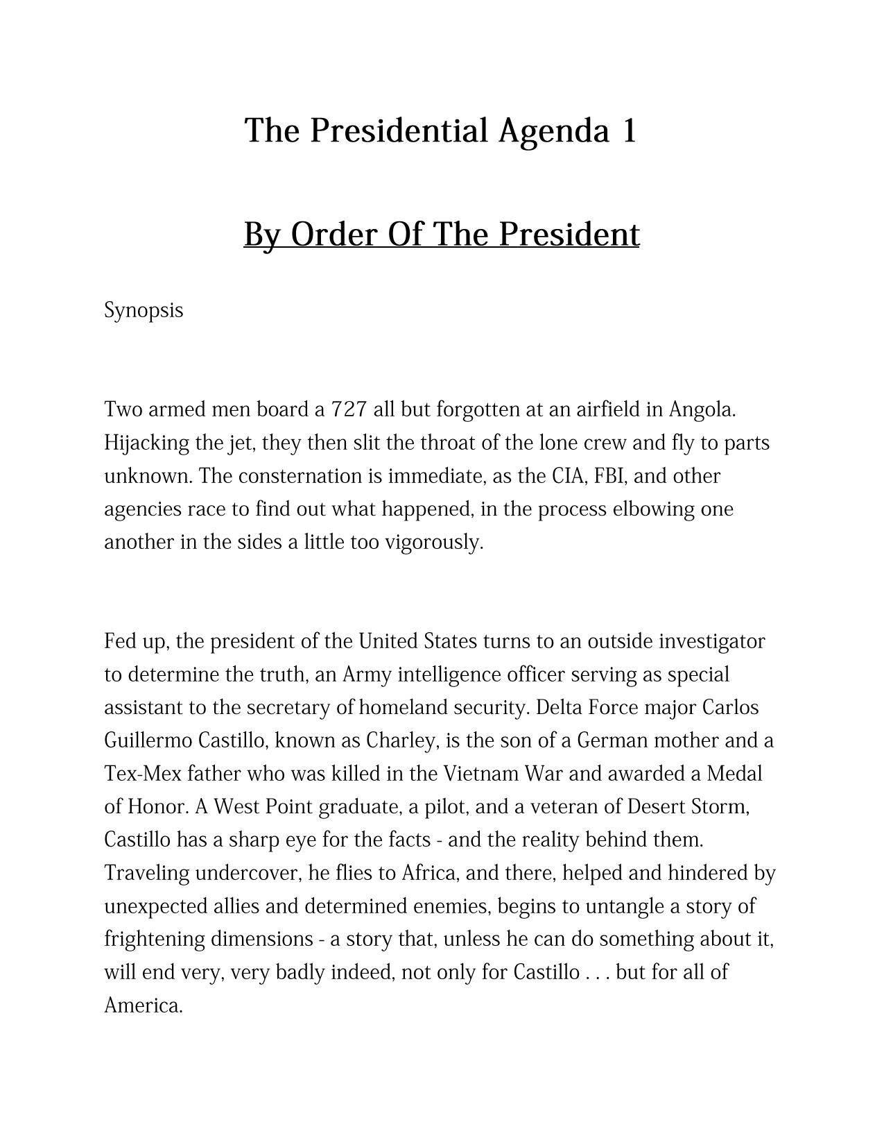 Griffin, W.E.B. - The Presidential Agenda 01 - By Order of the President
