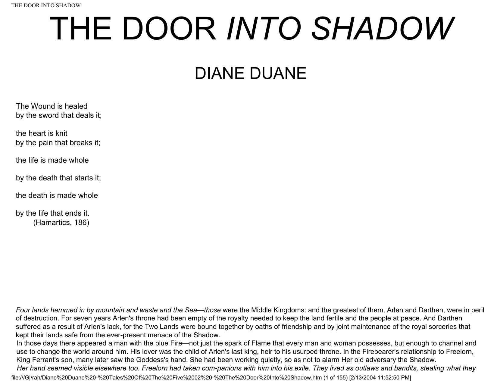 Duane, Diane - Tale of The Five 02 - The Door Into Shadow