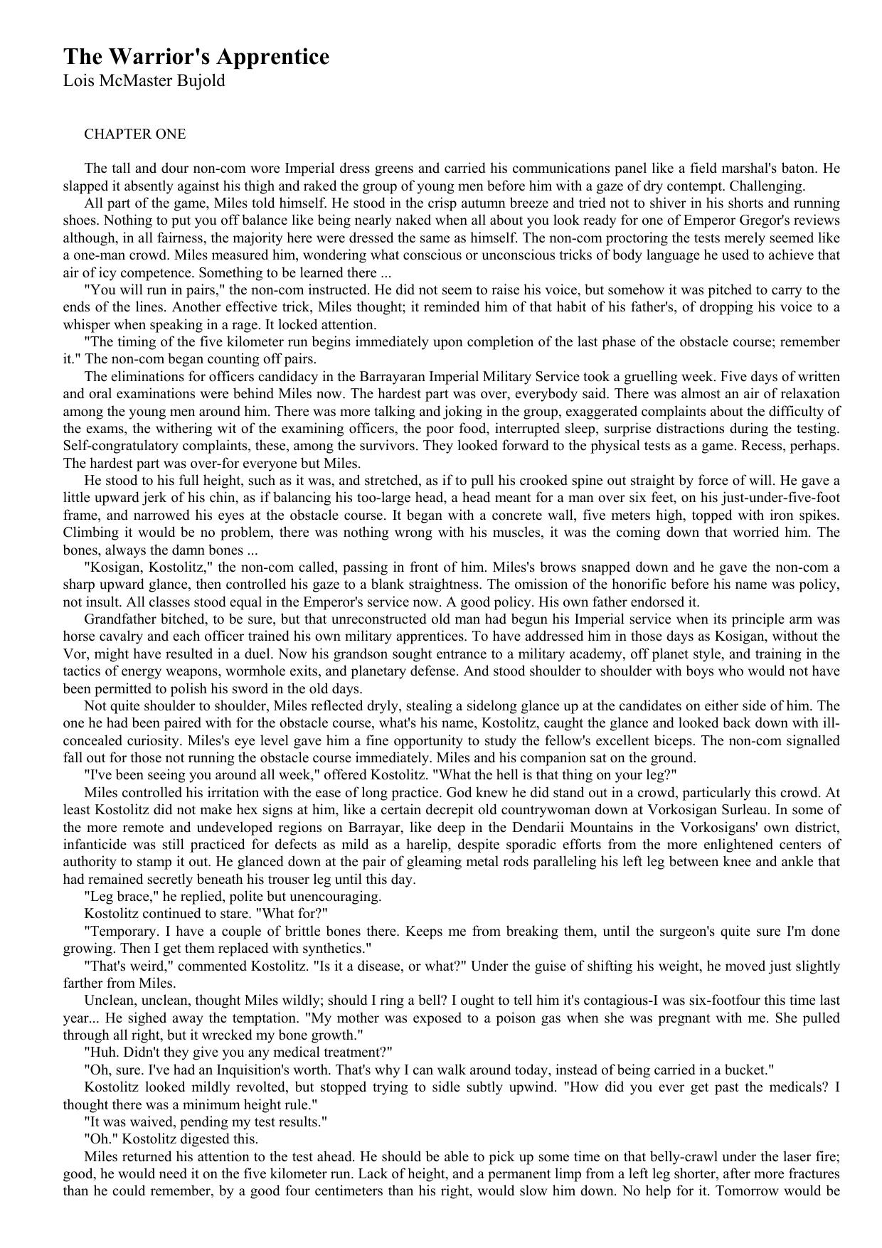 Bujold, Lois McMaster - Miles Vorkosigan 01 - The Warrior's Apprentice