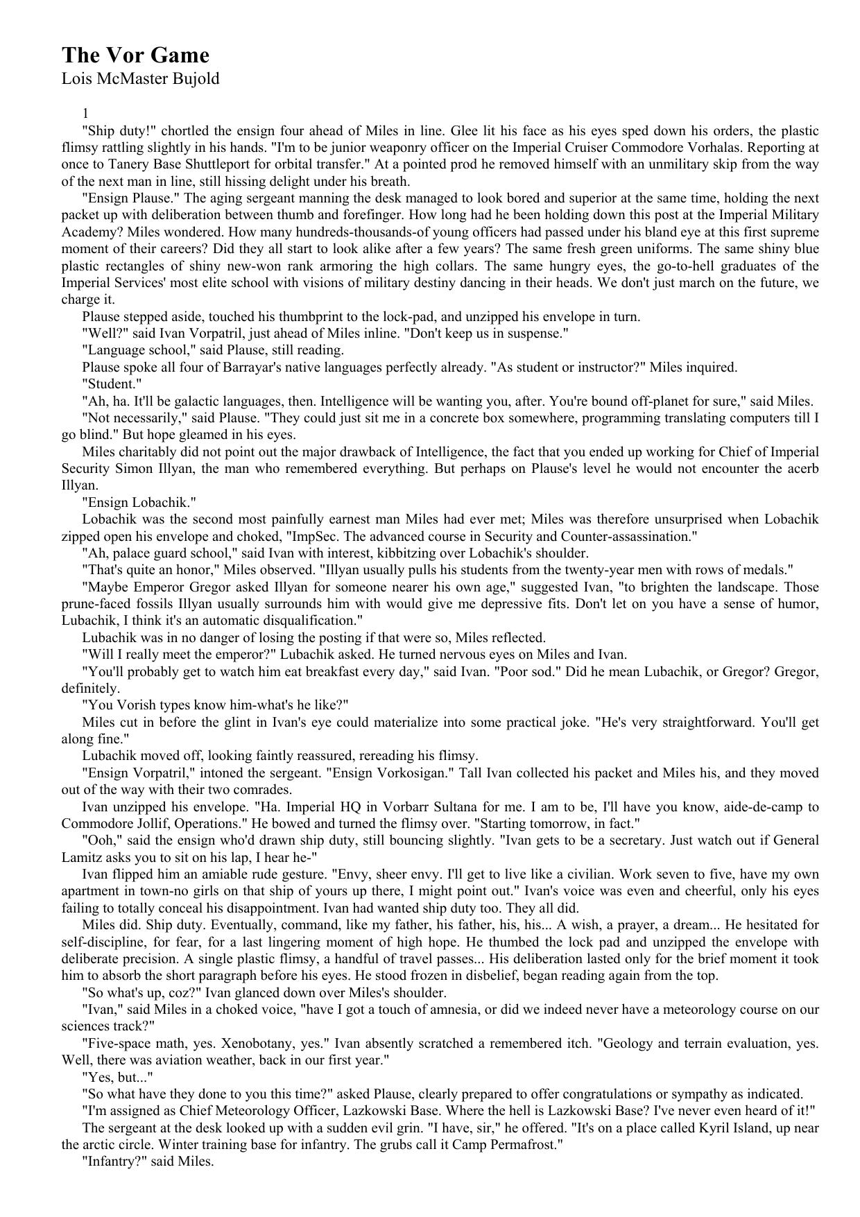 Bujold, Lois McMaster - Miles Vorkosigan 04 - The Vor Game