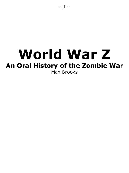 Brooks, Max - World War Z