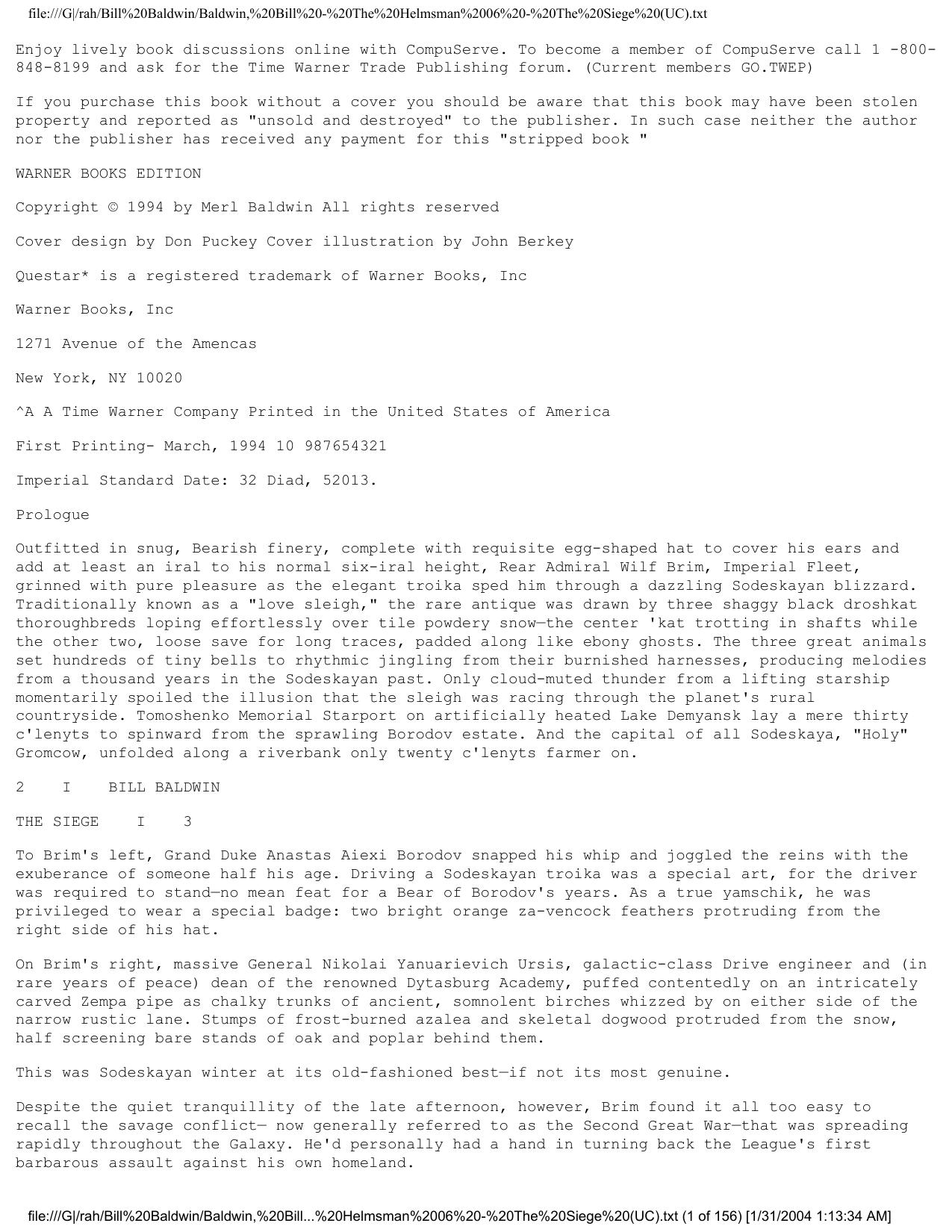 Baldwin, Bill - Helmsman 06 - The Seige