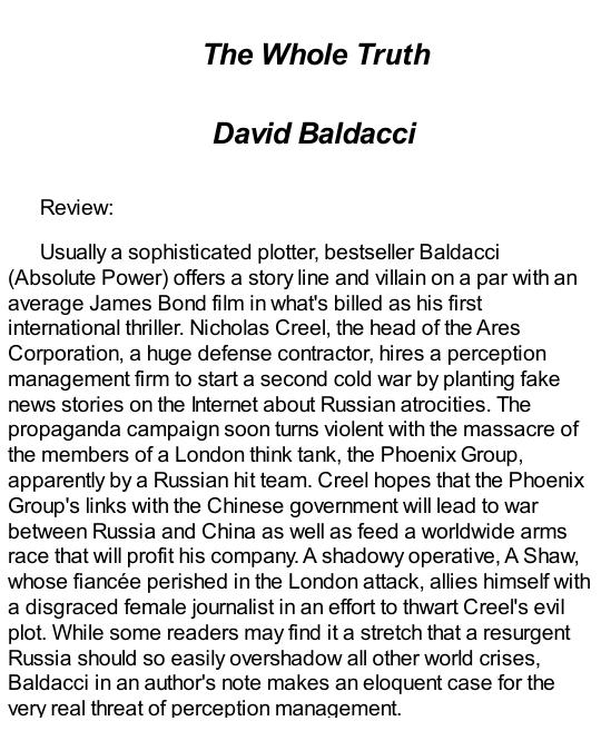 Baldacci, David - The WholeTruth
