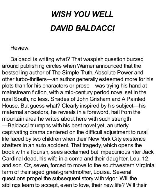 Baldacci, David - Wish You Well