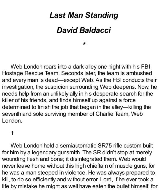 Baldacci, David Last Man Standing
