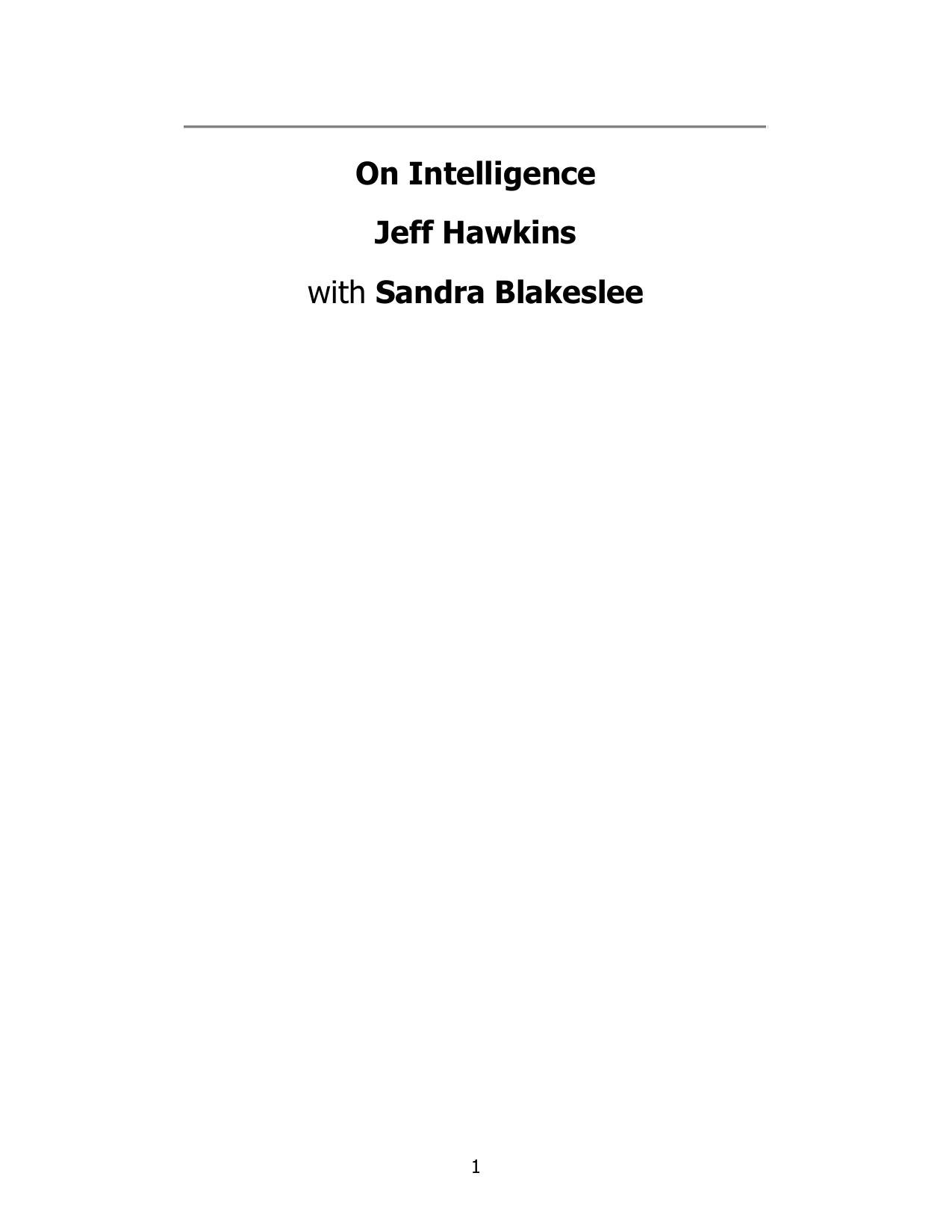 On Intelligence by Jeff Hawkins