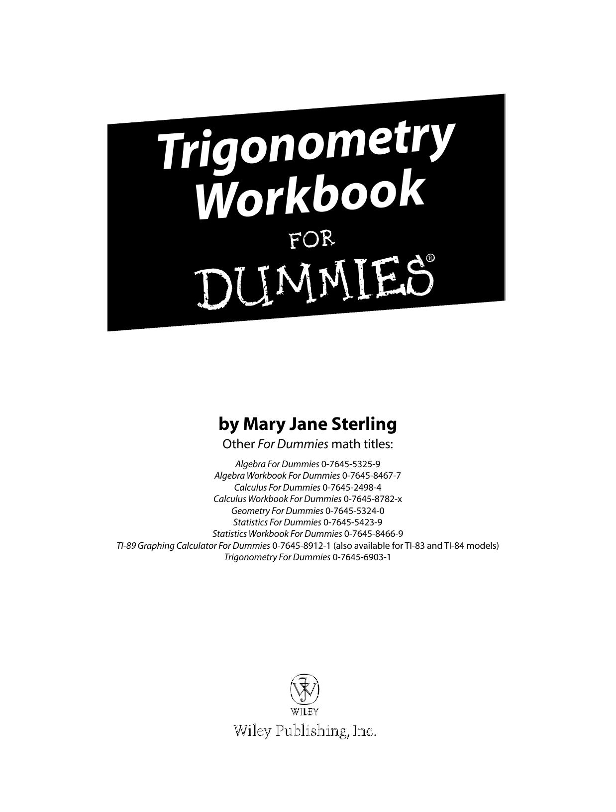 Trigonometry Workbook for Dummi - Unknown
