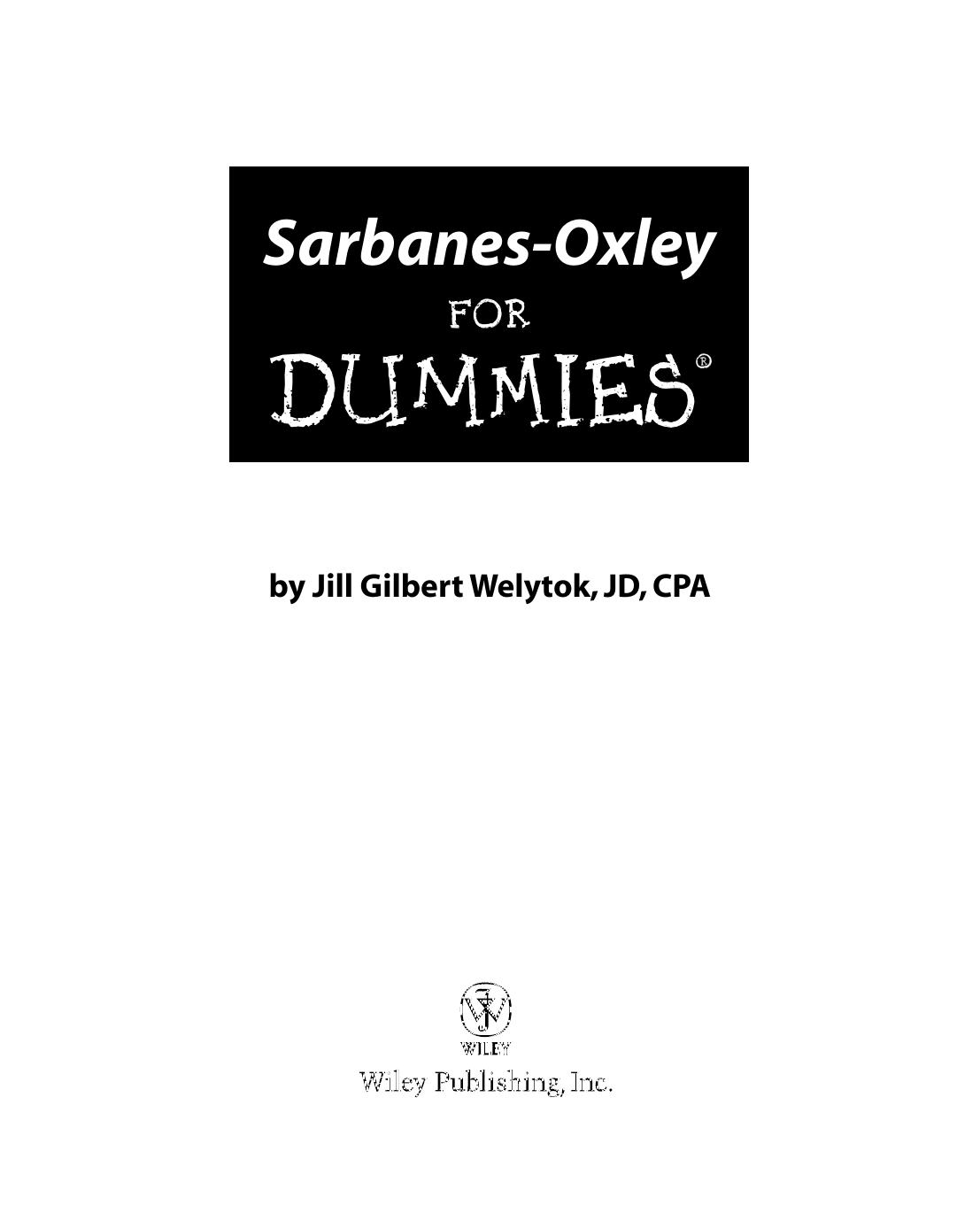 Sarbanes-Oxley for Dummies